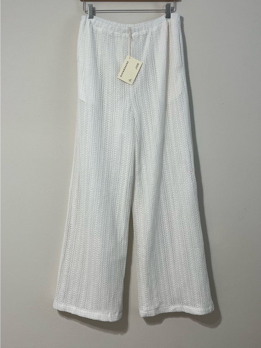 Peppermayo White Knit Wide-Leg Pants
